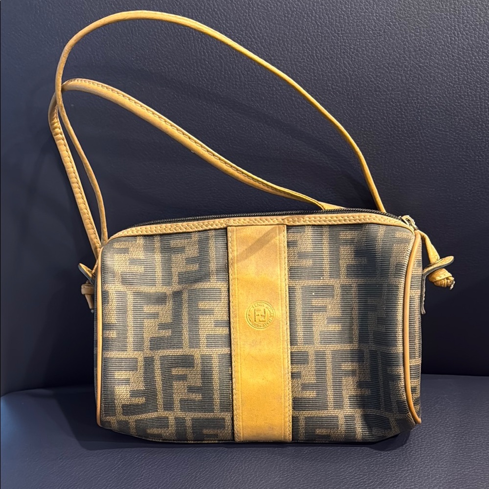 Fendi Tan and Brown Crossbody Bag with Iconic Monogram